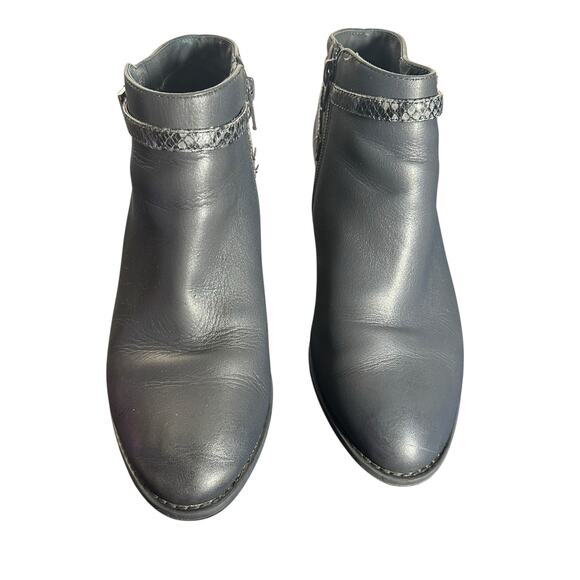 Vionic Upton Gray Leather Ankle Boots 7.5 Block Heel Comfort Orthotic - Picture 11 of 13